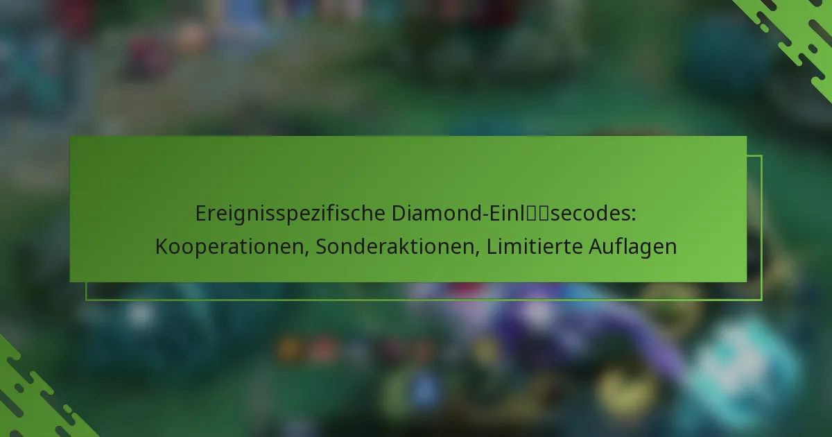 Ereignisspezifische Diamond-Einlösecodes: Kooperationen, Sonderaktionen, Limitierte Auflagen